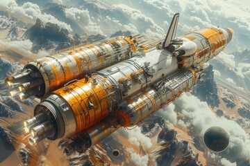 Space Exploration mission astronauts, space shuttle, distant planets.