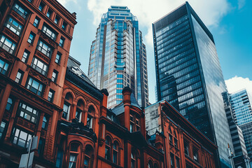 Urban Architecture Skyline, Modern Historical Contrast Design