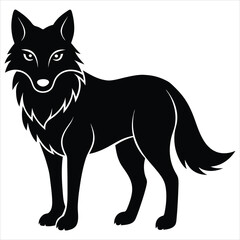 Wolf silhouette vector illustration on white background. Wolf head logo vector.