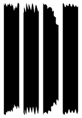 Set of black washi tapes isolated on white. Washi tapes collection in vector. Pieces of decorative tape for scrapbooks. Torn paper