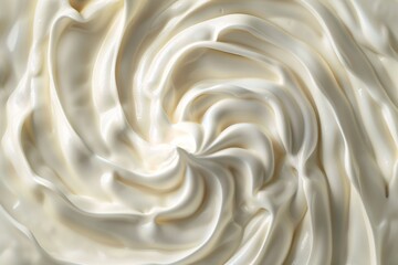 Obraz premium Close up of a creamy whipped cream swirl with copy space.