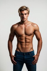 Fototapeta premium Jeune homme séduisant torse nu plein de charisme 
