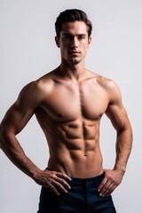 Fototapeta premium Jeune homme séduisant torse nu plein de charisme 