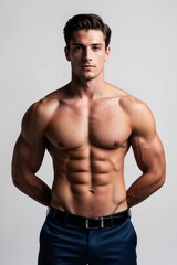 Fototapeta premium Jeune homme séduisant torse nu plein de charisme 