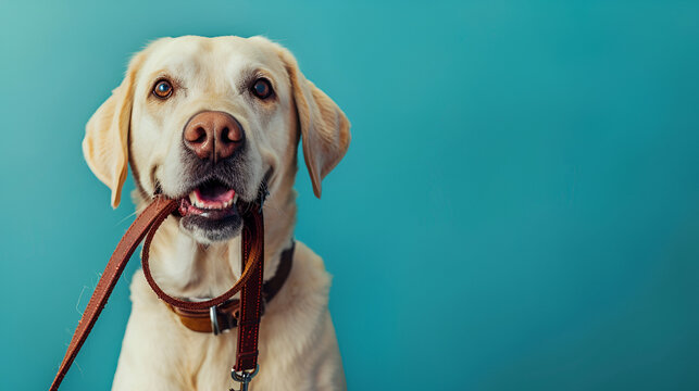 Dog with lead in mouth hot sale