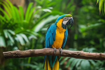 Obraz premium a photo of parrot with color yellow and blue