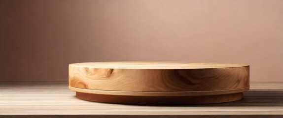 wood podium for display product. Background for cosmetic product branding, identity and packaging inspiration