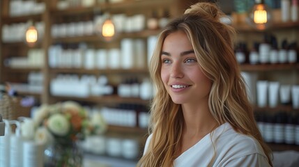 A spa therapist smiles while demonstrating personalized skincare techniques to a client in a spa setting.