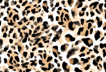 seamless jaguar leopard print pattern irregular black spots with brown and tan accents 