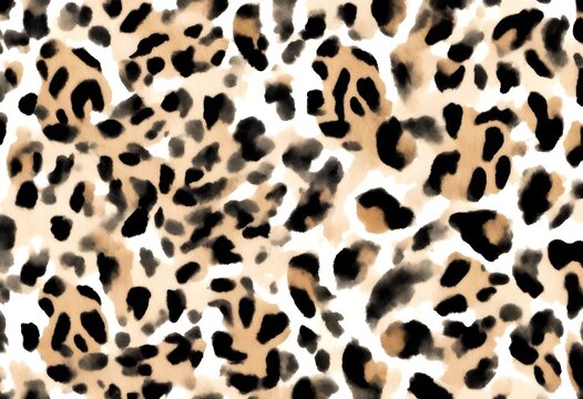 seamless jaguar leopard print pattern irregular black spots with brown and tan accents 