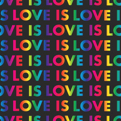 Seamless Vector Pattern Background Rainbow Heart Love Pride Month. Multicolored LGBT Love is love