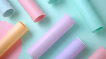 Fototapeta premium Pastel color pop tube toy on light surface top view