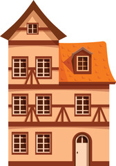 Half timbered house with an orange roof, typical of german architecture, evoking history and charm