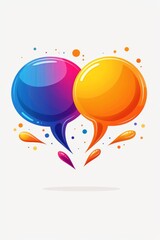 Colorful illustration of two speech bubbles forming a heart shape, perfect for communication and romance themes.