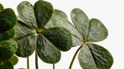 Fototapeta premium A delicate arrangement of four-leaf clovers in a vase, perfect for decorative or symbolic use