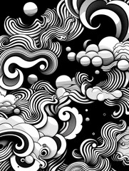 A unique, high-contrast design featuring geometric shapes and lines in shades of gray