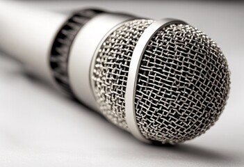 microphone olated white silver vintage mic old background instrument radio broadcasting isolated