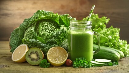 건강한 녹색 야채주스 채소