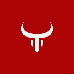Simple bull face logo. Aggressive bull icon design vector.