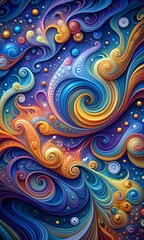 Colorful Abstract Art Wallpaper with Dynamic Swirls and Patterns