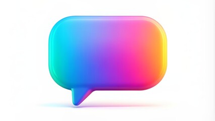 A minimalist 3D speech bubble icon with bright colors and sleek design, isolated on a clean white background with subtle shading.