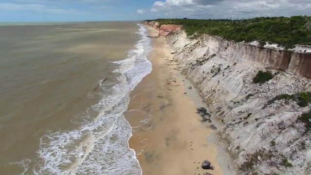 Aerial view of Ostras Beach - Prado, Bahia, Brazil