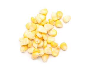 Fresh corn seeds on white background