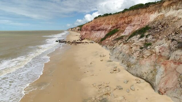 Aerial view of Ostras Beach - Prado, Bahia, Brazil