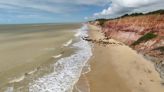 Aerial view of Ostras Beach - Prado, Bahia, Brazil