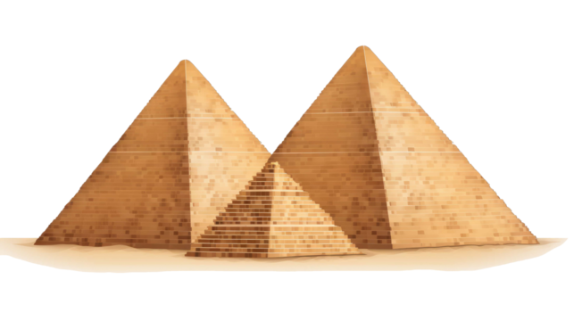 Giza pyramids isolated on a transparent background