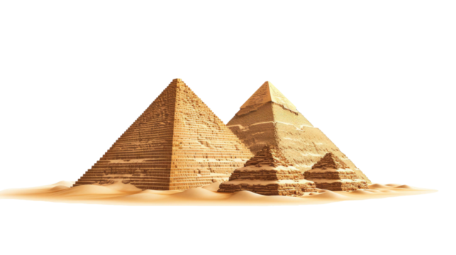 Giza pyramids isolated on a transparent background