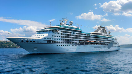Luxurious cruise ship in port