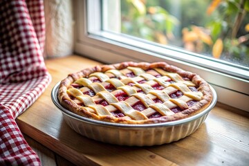 Delicious Homemade Pie Cooling on Windowsill