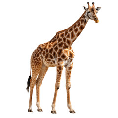 Fototapeta premium Full body image of a giraffe isolated on a white transparent background