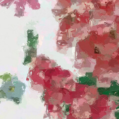 Oil painting and various flowers, lotus leaves, chrysanthemums, insects, butterflies, rabbits,...