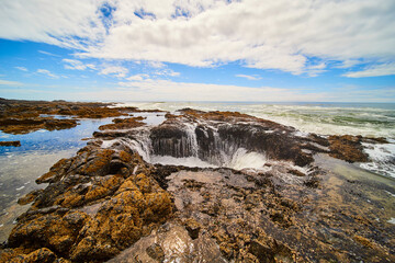 Thor's Well Coastal Cascade Motion - Low Eye-Level Perspective