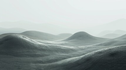 Fototapeta premium Rolling Hills in a Misty Morning Landscape