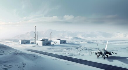Arctic. Antarctica. military base. Iceland Abandoned Military Base in Winter Mountains