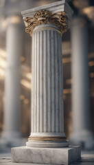 Marble greek column isolated on transparent