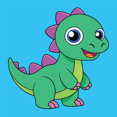 Adorable Dinosaur Vector Illustration: Cartoon, Clipart, Line Art Design