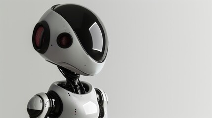 White Robot With Black Visor and Red Eyes Looking to the Side