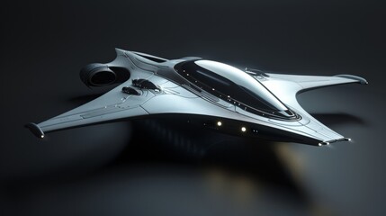 Naklejka premium Futuristic Spaceship Design Render With Sleek White Body and Curved Wings