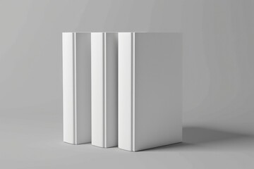 Soft Cover Mock Up. 3D Realistic Render of Book Models with White Cover on Gray Background