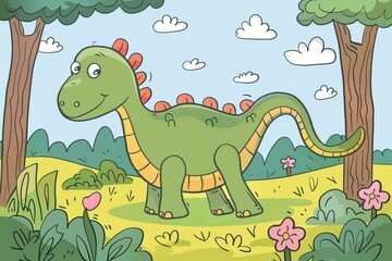 Image of a dinosaur for coloring, featuring detailed outlines. Perfect for children's activities and educational fun