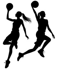 vector silhouette of a woman playing basketball