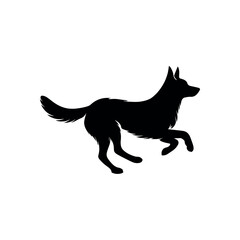 Run dog silhouette jump vector logo icon. Sport dog canine fast profile sign silhouette background.