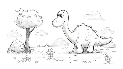 Image of a dinosaur for coloring, featuring detailed outlines. Perfect for children's activities and educational fun