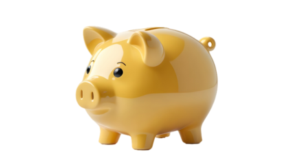 Yellow piggy bank, cut out