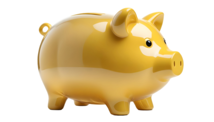 Yellow piggy bank, cut out