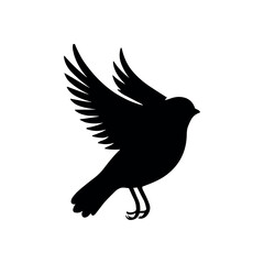 Bird vector silhouette icon. Animal bird nature wildlife black sparrow hawk icon
